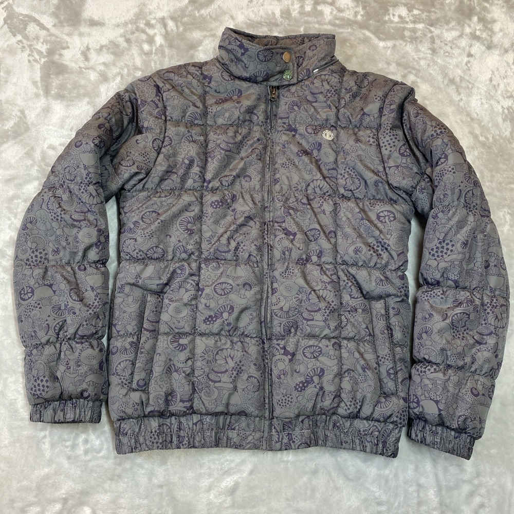 Element Skateboards Mushroom Coat Quilted Puff Winter Jacket Women XL Gray Skate